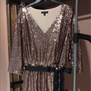 Rose Gold Sequence Dress with 3/4 Sleeves